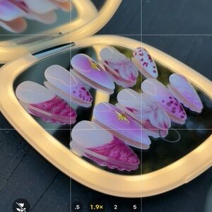 Pink and Purple Floral Nail Art Set